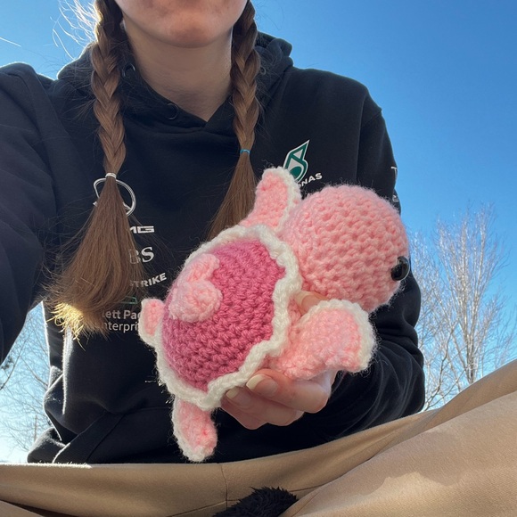 Hand Crocheted Pink Heart Valentine’s Day Turtle Plushie! - Picture 11 of 16